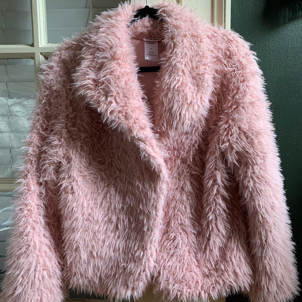 Light Pink faux fur jacket- GREAT condition!